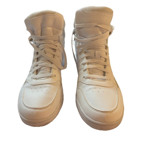 ADIDAS Hoops Mid Classic Shoes Triple White Sneakers Mens Size US 12 *No Insoles - Picture 3 of 12